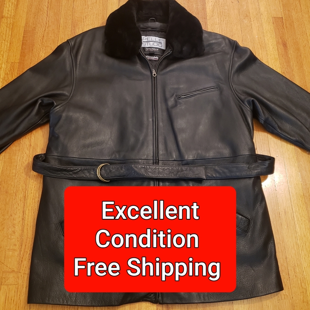 Pelle Studio Wilsons Black Genuine Soft Leather Jacket Coat Women XL XLarge